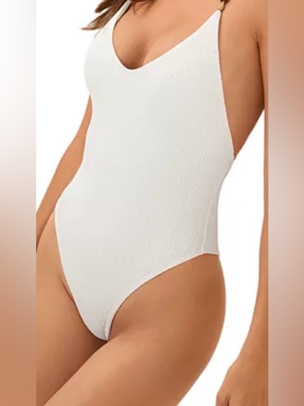 VixPaula Hermanny Classic White smooth One-Piece Swimsuit with quartz bead strap